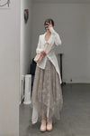 Marc Le Bihan lace embroidered skirt 2596 series plant dyeing France MLB-2596-ZZHUI PEARL GREY pearl gray lace embroidery